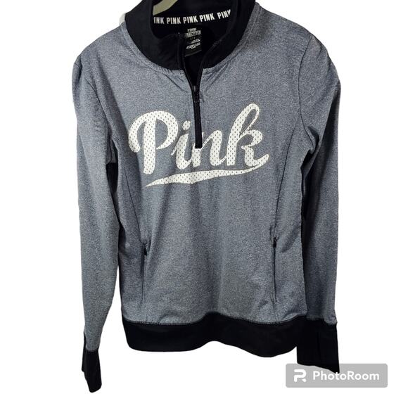 Victoria's Secret PINK Activewear Quarter-Zip Gray & Black Jacket Size S - Picture 1 of 8